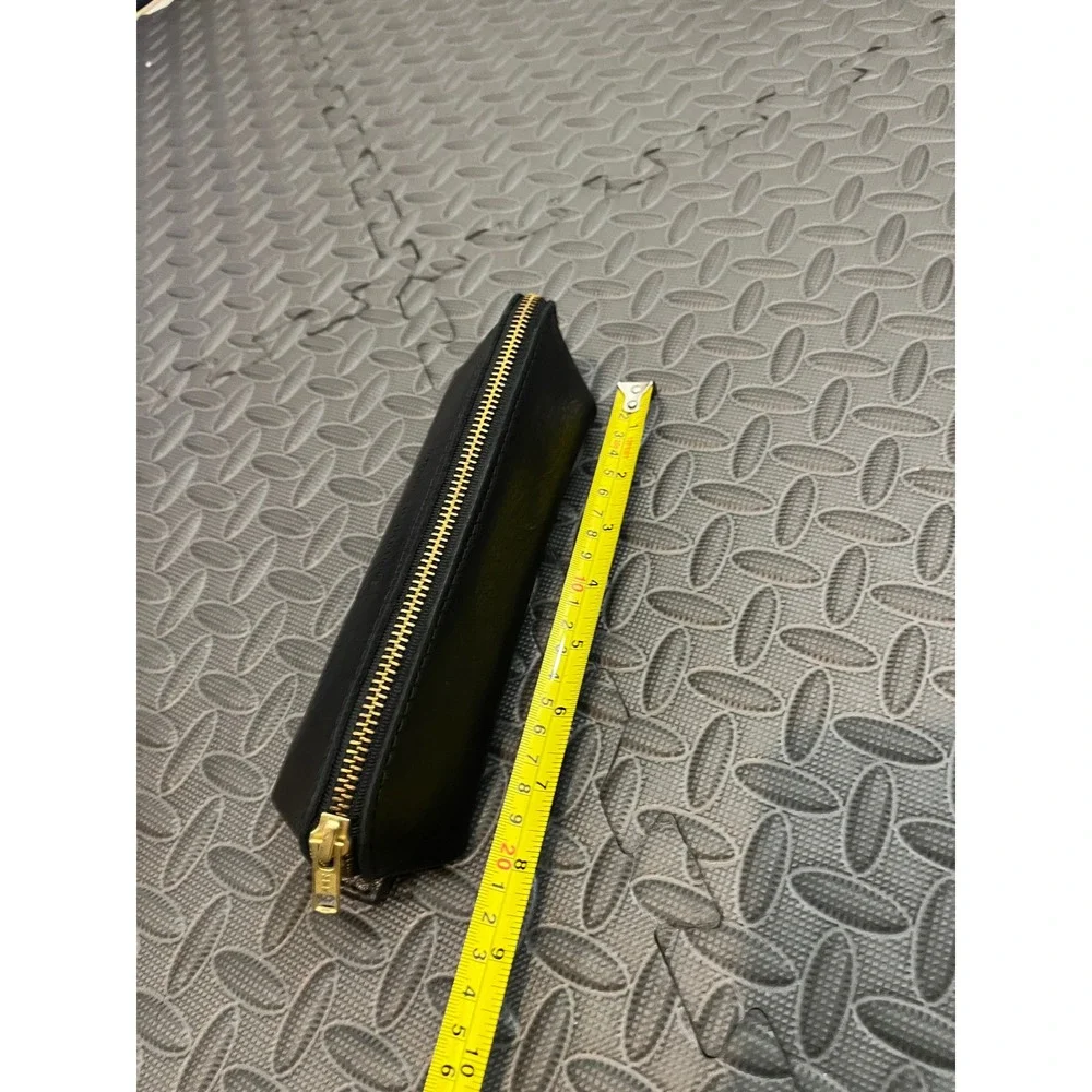 Portland Leather Goods Sidekick Pouch Pencil Case Black Pebbled Leather Zipper